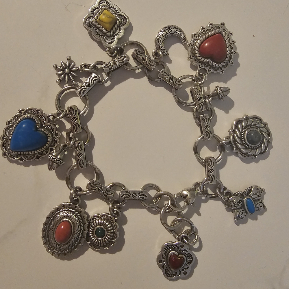 Brighton Silver Bracelet with Colorful Charms